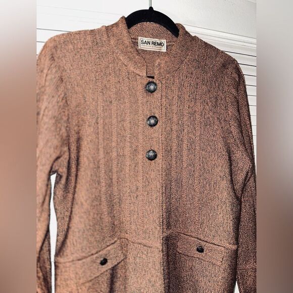 San Remo By Laura Knits Vintage Marled Knit Embossed Button Cardigan Size M - Picture 6 of 12